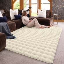 (160x230cm (5.4ft x 7.7ft), Cream) Bubble Rug Extra Large Rug Soft Shaggy Faux Fur Bubble Carpet Mat