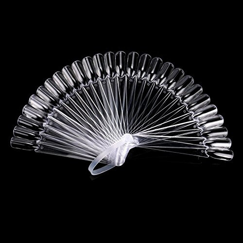 32PCS Nail Art Display Fan Board with Foldable False Nail Practice Tips, Clear Swatch Tool 1