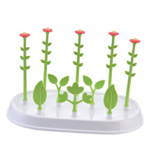 Flower Shape Bottle Drying Rack with AntiSlip Base PP Baby Bottle Organizer Stand Green