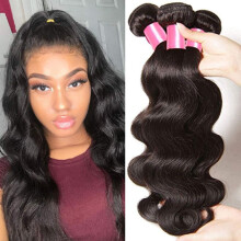 Grade 10A Malaysian Body Wave Virgin Human Hair Bundles 20 Inch Natural Black Extensions Tangle