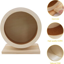 20cm Wooden Hamster Wheel & Cork Pad Small Pet Animal Exercise Toy