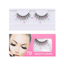 7D Pailletten Falsche Wimpern Pfirsichherz Glitzer mit Wimpernzange, 4 Farben, 11,25,41,5 cm