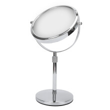 7 Inch Adjustable Double-Sided Metal Makeup Mirror Bright Silver