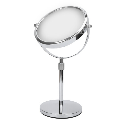 7 Inch Adjustable Double-Sided Metal Makeup Mirror Bright Silver