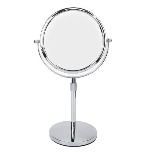 7 Inch Adjustable Double-Sided Metal Makeup Mirror Bright Silver 1