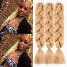 Synthetic Braiding Hair Extensions 5Pcs 24 Inch Ombre Jumbo Heat Resistant Fiber for Women Bright Brown