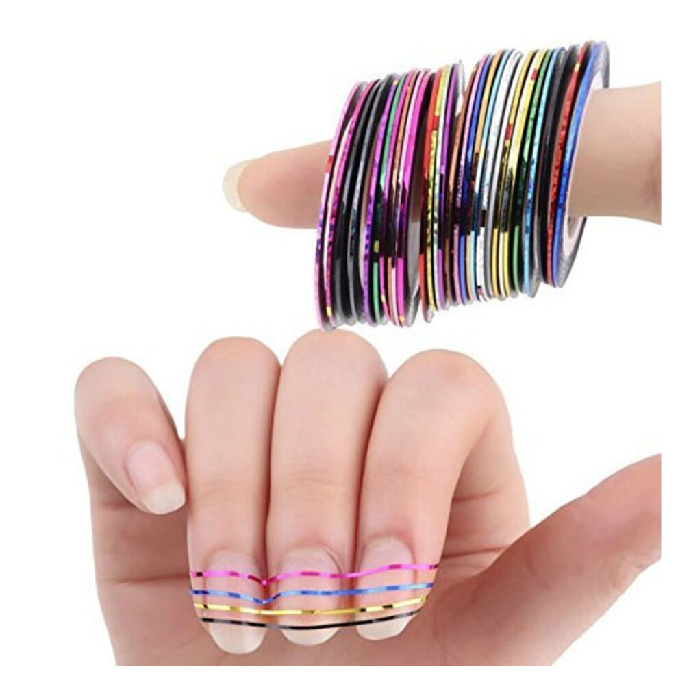 30 Colors Nail Striping Tape Set SelfAdhesive Nail Art Rolls for Manicure and Decoration
