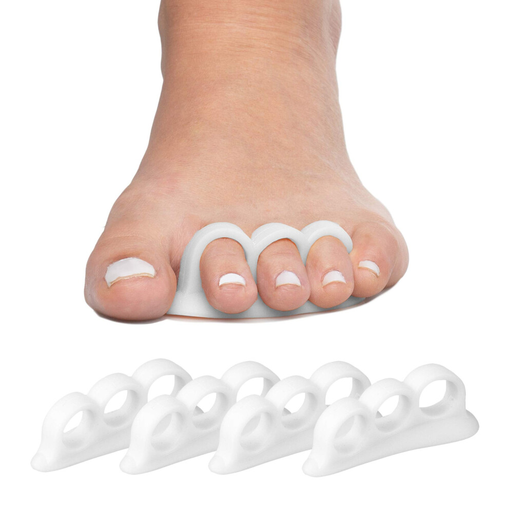 White Hammer Toe Corrector With Triple Loop Gel Toe Separator For Gentle Realignment, 4 Pack