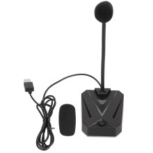 Professionele streamingmicrofoon met LED-indicator en verstelbare nek.