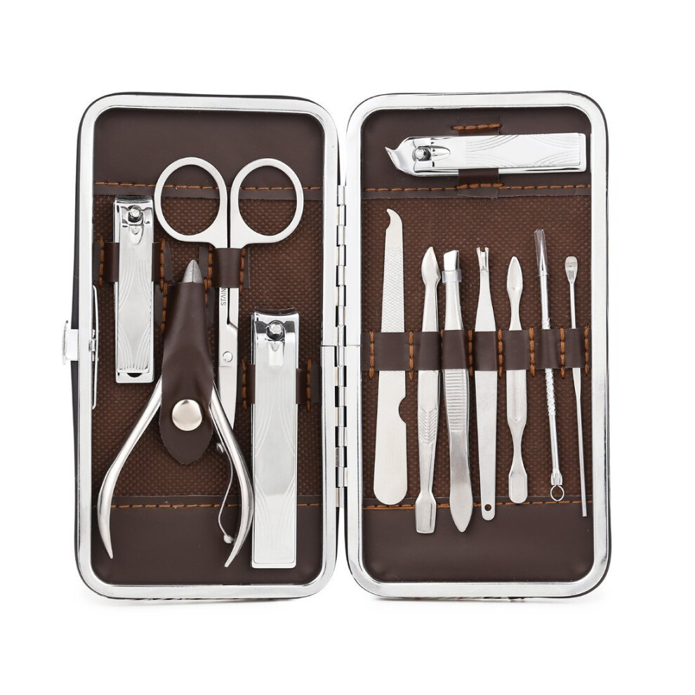 Manicure Pedicure Set with Nail Clippers, Stainless Steel Professional Grooming Kit (12 pcs)