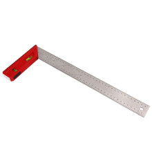40 cm Edelstahl-Werkzeugwinkel mit Wasserwaagenblase, Rot & Silber