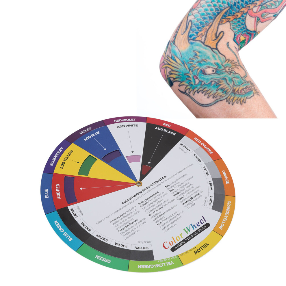 Color Wheel Tattoo Color Matching Guide 23.5cm Paper Tool for Artists