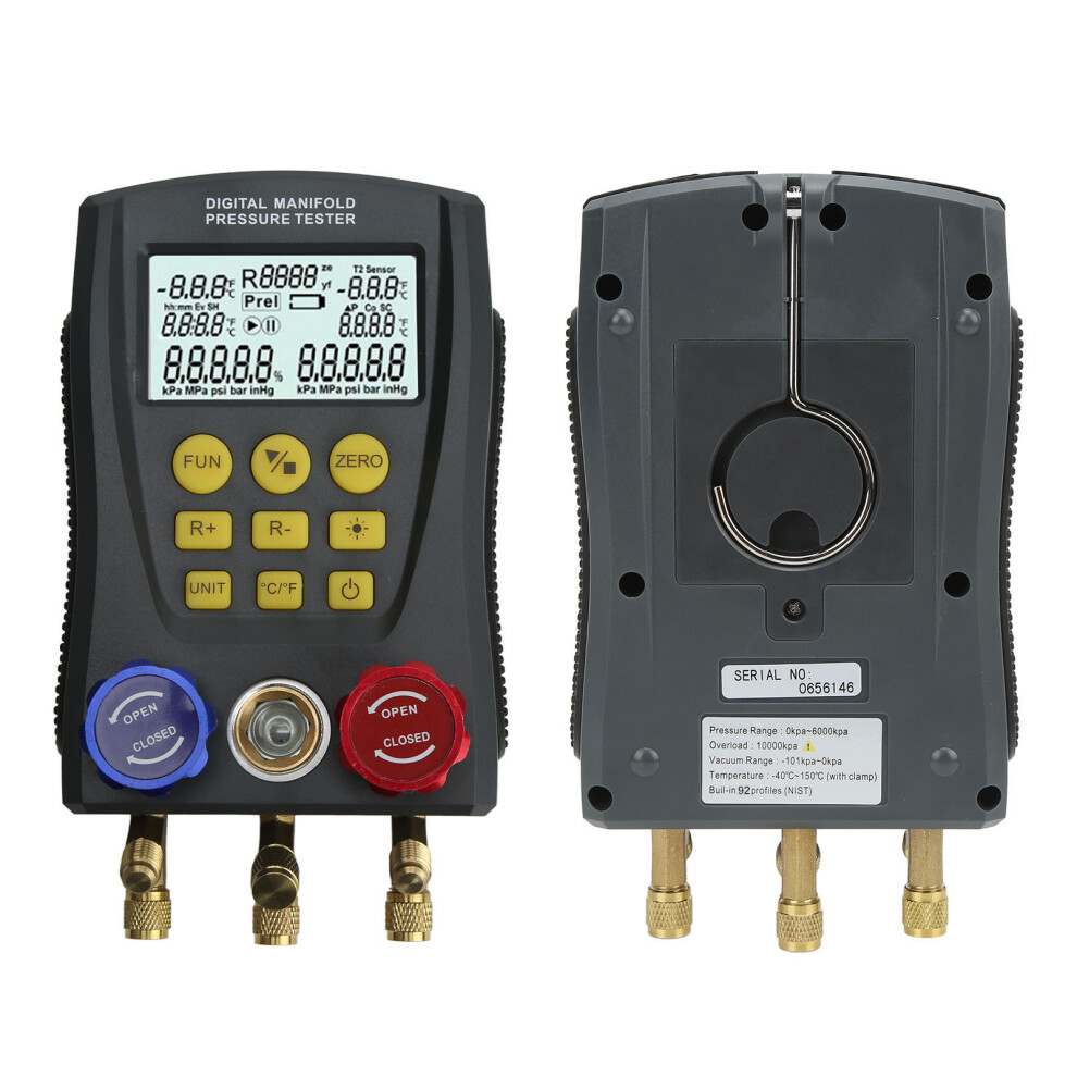 HVAC Digital Manifold Gauge, High Accuracy Vacuum & Pressure Tester for Air Conditioning
