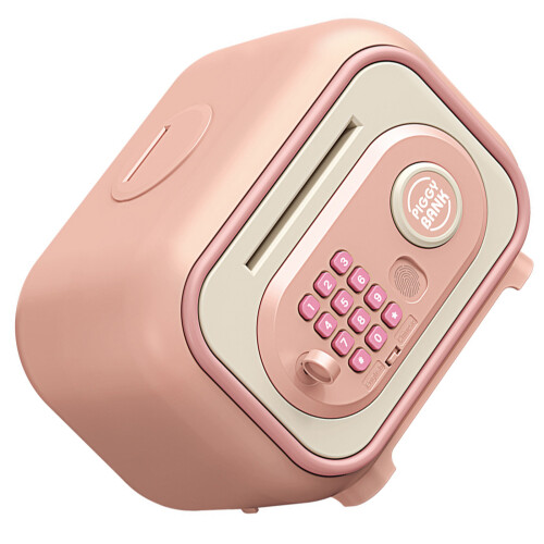 Electronic Money Box with Fingerprint Password Saving Box-Pink