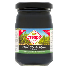Crespo Pitted Black Olives  Brine 198g (Pack of 6)