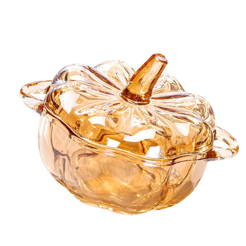 Candy Dish with Lid Christmas Crystal Candy Jar-Amber