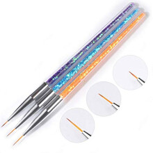 Nail Art Liner Brush Set 3 Pack Gel Nail Brush Pens for UV Gel Manicure with Ultra Fine Detailing