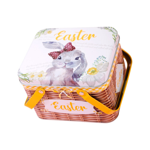Elegant Easter Themed Tin Box For Home Decoration Practical-E