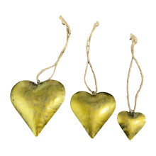 3PCS dekorative Eisen Herz Form Windspiele mit hängenden-Gold