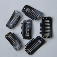 6pcs Black 9 Teeth UShape Metal Hair Extension and Wig Clips with Invisible Fixation Pins