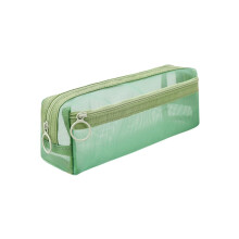 Green Mesh Pencil Case with Zipper, Large Capacity Waterproof Stationery Organizer Bag