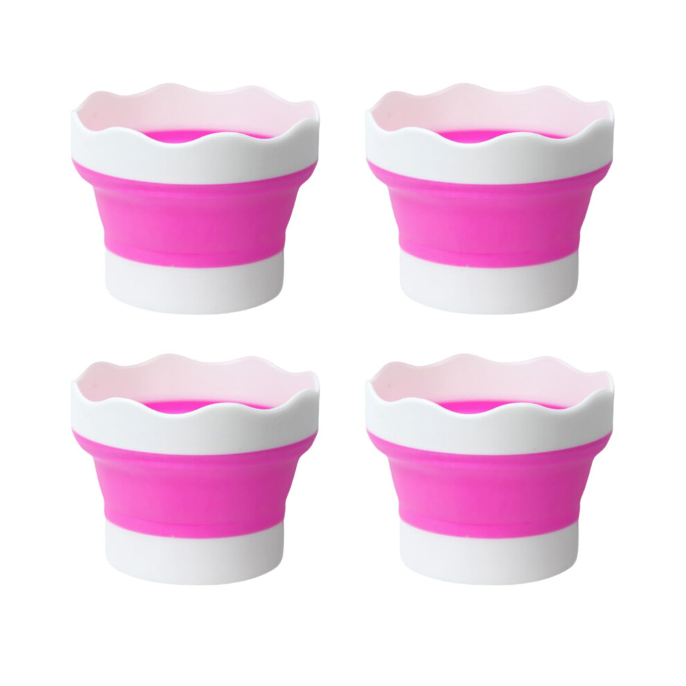 Collapsible Silicone Paint Brush Cleaner Bucket 4 Pack Pink With Foldable Design For Watercolor And Oil Painting 9092120520453