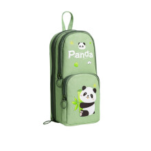 Cute Green Large Capacity Pencil Case with MultiCompartment Storage for School and Travel