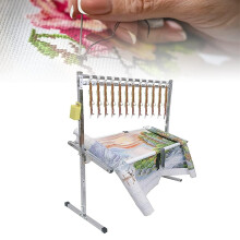 Adjustable Stainless Steel Embroidery Frame with Thread Organizer and Canvas Holders for Cross Stitch