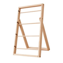 4 Tier Wooden Ribbon Organizer Rack, Space Saving Durable Holder for Craft Room and Gift Wrapping