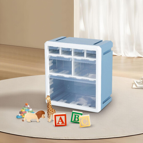 Mini Drawer Organizer with 7 Lattices, Stackable Transparent Desktop Storage Box for Beads and Crafts 2
