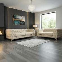 (Right Hand Chaise, Velvet Steel) Luxury Chaise Longue Corner Sofa Monaco Chesterfield Velvet Suite Settee Couch