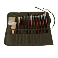 22 Slot Canvas Paint Brush Holder Army Green Artist Brush Roll with Durable Art Tool Storage