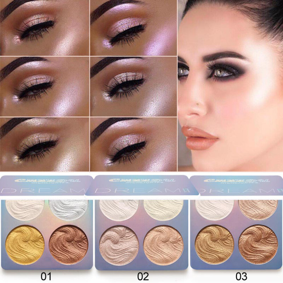 4 Color 3D Body Glitter Highlighter Powder - Brighten & Contour, 10g