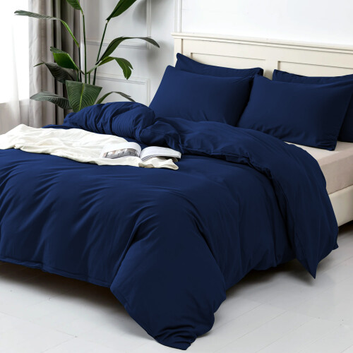 Imperial Rooms (Navy Blue, Single) Plain Duvet Cover Single Double King Bed Set Quilt