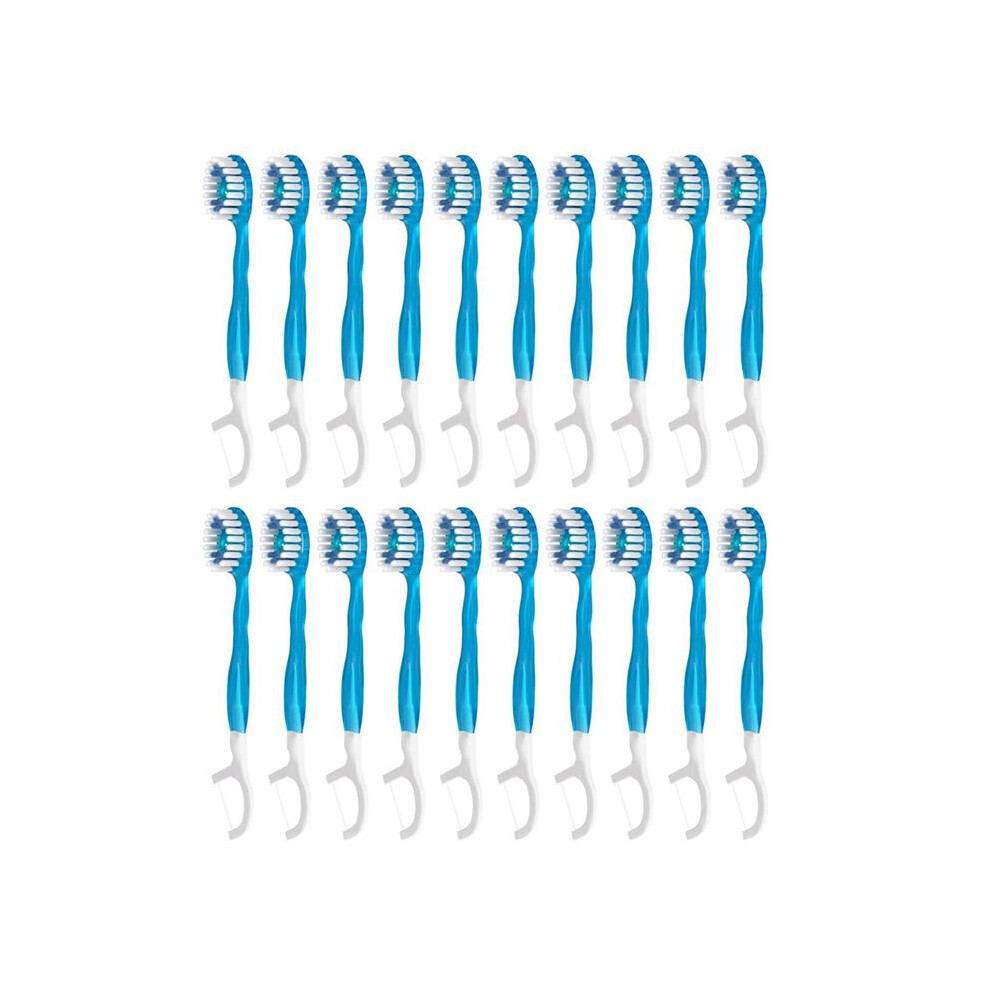 Tauoh Disposable Travel Toothbrushes, 5-In-1 +Floss+Pick+Tongue Scraper,Prepasted The Go Toothbrush With Freshening Bead