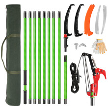 30ft Manual Pole Saw Extendable Tree Pruner Trimmer Long Reach Tree Pruner