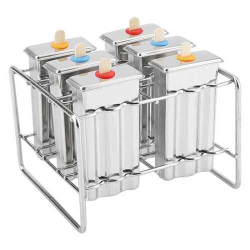 Edelstahl-Eiscreme-Form für Eis Am Stiel, Eiscreme-Form zum Selbermachen, Obst, 6 Eiswürfelformen