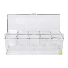 Fruit Vegetable Spice Container with Lid, Plastic Ingredient Container, Ingredient Box, 5 Compartments, Side Container
