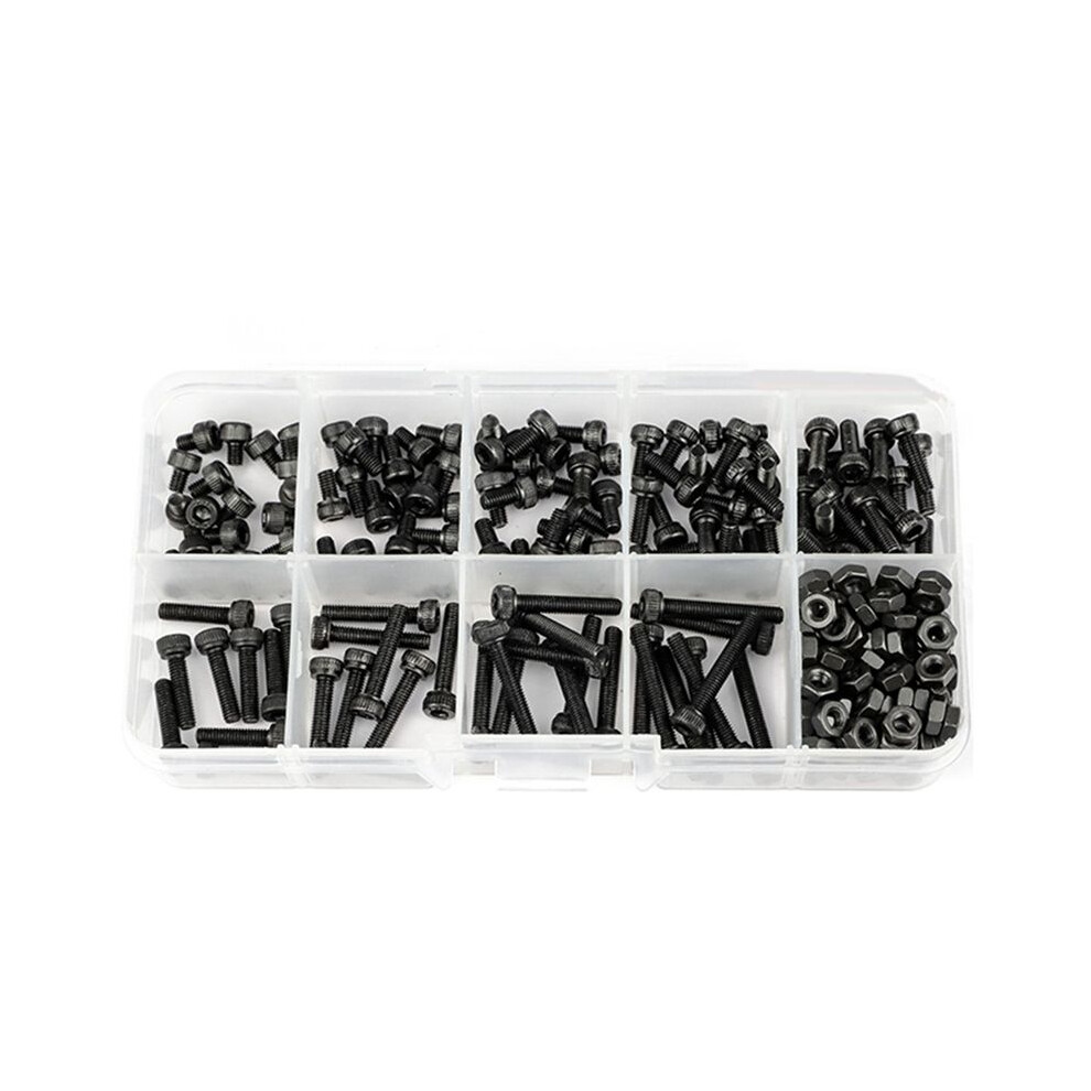 M3 Hex Socket Screw Set Round Cap Screws Din912 Bolts Nuts Assortment Kit 12.9 Grade Black 4714011763279