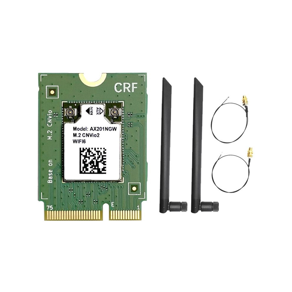 Ax201 Wifi Card+2X8dbi Antenna Wifi 6 M.2 Cnvio 2974Mbps 2.4G&5G 5.2 802.11Ax Wireless Adapter Card 4712801163742
