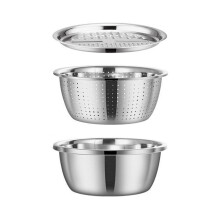 Multifunktionales Edelstahlbecken, 3-In-1-Edelstahlbecken, Multifunktionales Edelstahlschüssel-Sieb