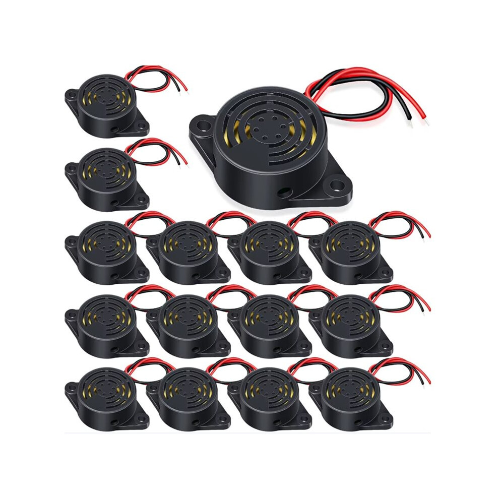 15Pcs Sfm-27 3-24V Electronic Buzzer Active Piezo Alarm Sounder Continuous Beep Tone Mount Beeper For Diy Projects 4712048861197