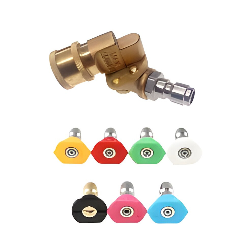 High Pressure Washer Quick Connect Adapter, 1/4" Brass Swivel Nozzle, 5 Angle 180 Rotating 4500Psi Car Wash Tool 6031945997258