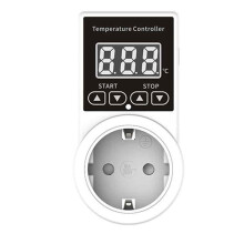 1 St Standarduttag för Temperaturregulator med Två Runda Hål och Högprecisions Digital Display för Temperatur, EU-Kontakt