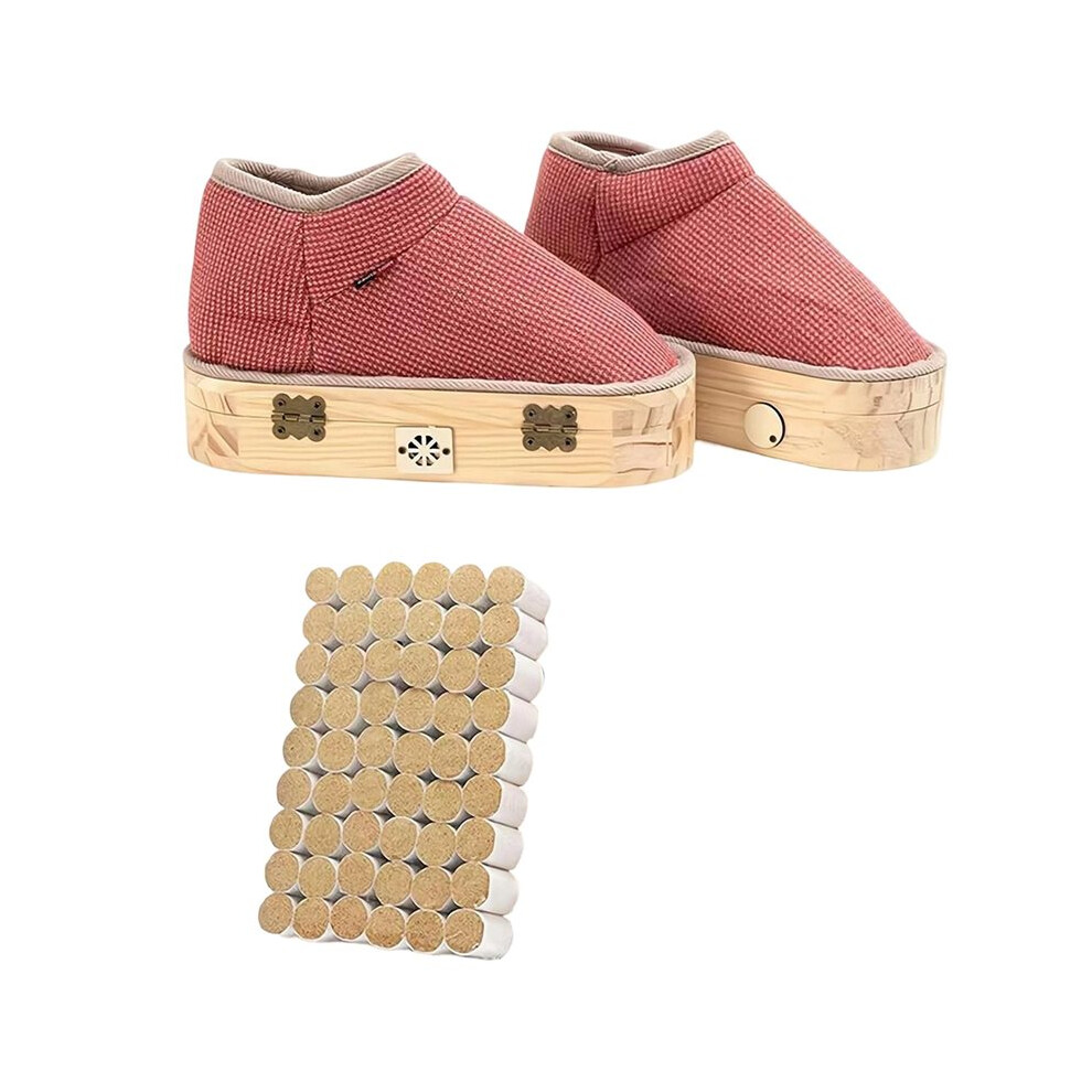 Moxibustion Shoes for Feet, Wooden Sole Foot Therapy, Open Flame Suspension Moxibustion Box