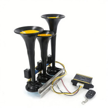 24V 3 Pipe Musical Air Horn, 18 Melodies & Super Loud 130dB for Bus, Truck and Heavy Duty Vehicles