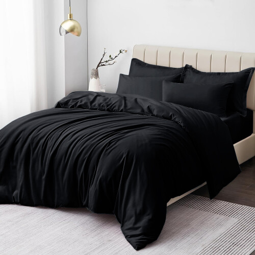 Imperial Rooms (Black , Double) Plain Duvet Cover Single Double King Bed Set Quilt 1