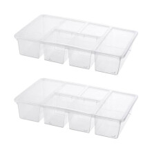 Paquete de 2 Bandejas de Verduras Divididas con Tapas, Cajas de Refrigerio con Compartimentos para Refrigerador, Cajas de Almacenamiento Transparentes