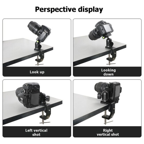 Metal Multi-Angle Adjustable Table Desktop Adapter Bracket Fixer with C-Shaped Clamp for Monitors and Displays