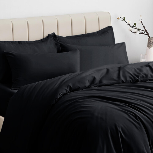 Imperial Rooms (Black , Double) Plain Duvet Cover Single Double King Bed Set Quilt 2